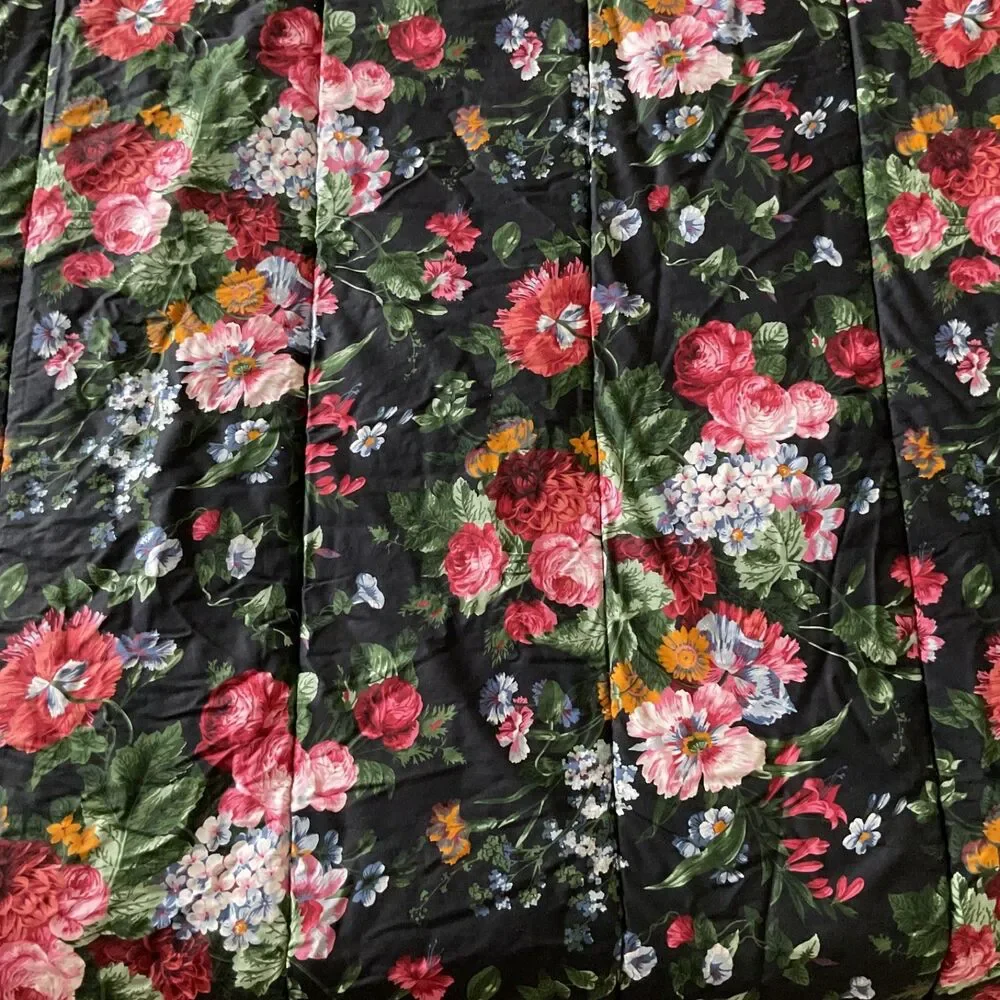 VTG Ralph Lauren Isadora Cossette Comforter Full/Queen Black Floral Cottage Core